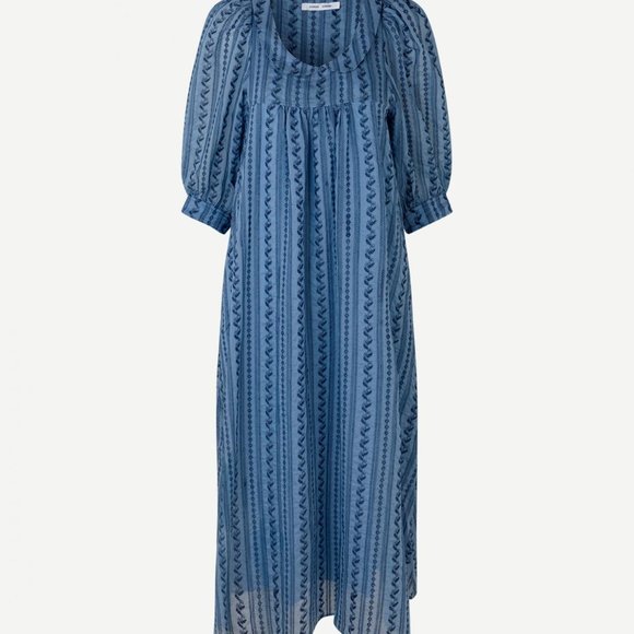 Samsoe Samsoe Blue Stitch Adalee Oversized Maxi Dress SZ XS - Picture 2 of 16